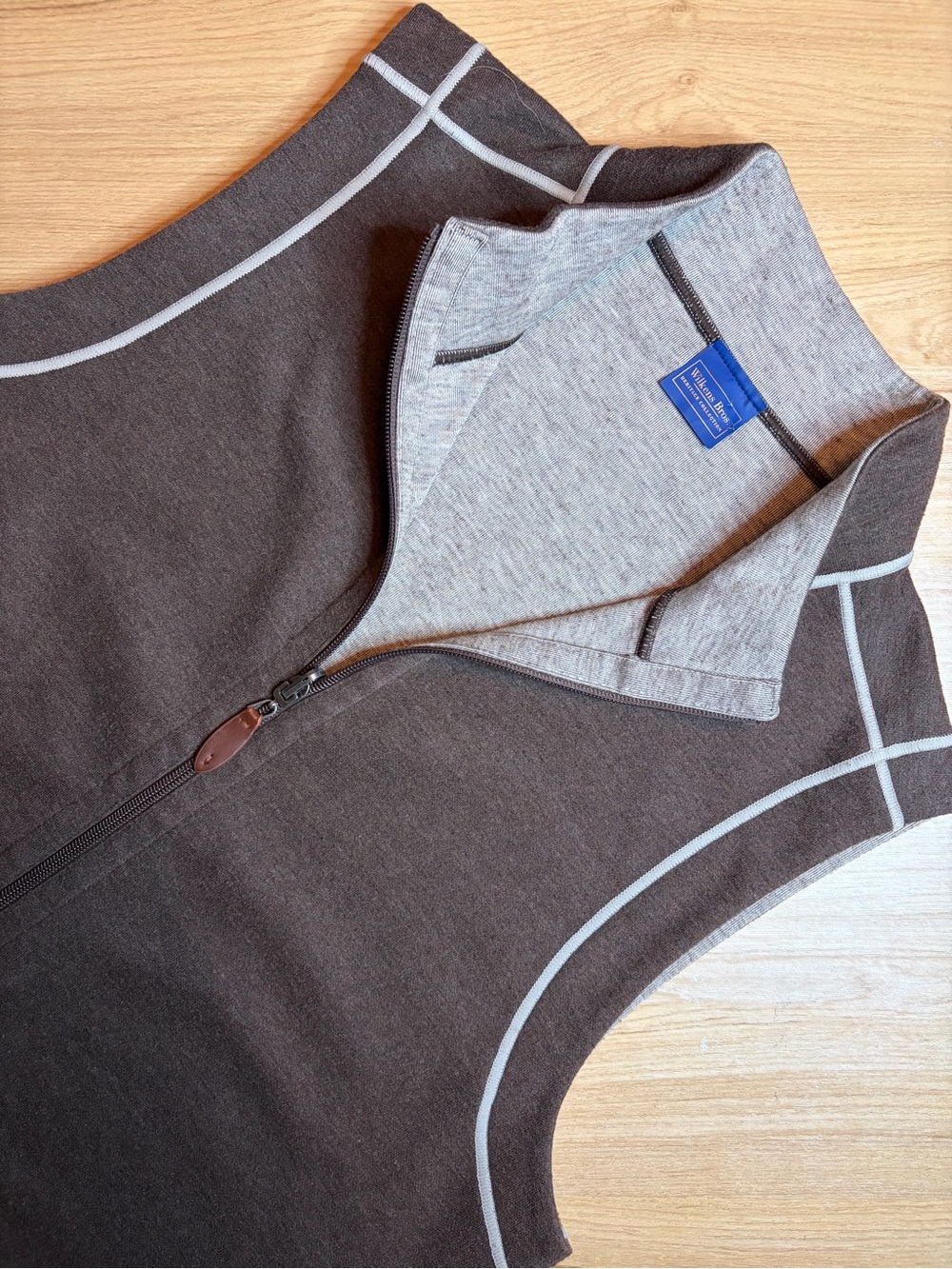 Wilkens Bros Reversible Brown Grey Full Zip Vest Small Cotton Blend
